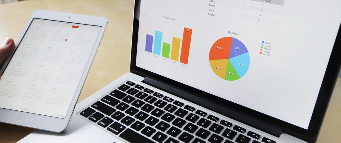 Digital data on computer and tablet