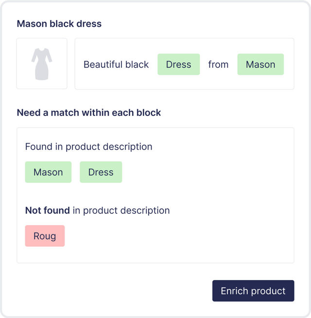 Match customers' searches with your products, so your customers avoid zero search results with Search.